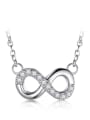 thumb 925 Sterling Silver Cubic Zirconia Number 8 Minimalist Pendant Necklace 0