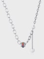 thumb 925 Sterling Silver Cubic Zirconia Geometric Vintage Multi Strand Necklace 0