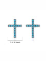 thumb 925 Sterling Silver Turquoise Cross Vintage Stud Earring 2