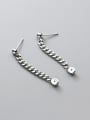 thumb 925 Sterling Silver Hollow Geometric Chain Vintage Drop Earring 0