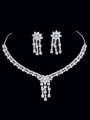 thumb Tassel Brass Cubic Zirconia Statement Earring and Necklace Set 0