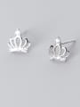 thumb 925 Sterling Silver Rhinestone White Crown Cute Stud Earring 1