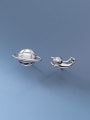 thumb 925 Sterling Silver Asymmetrical  Planet Cute Stud Earring 2
