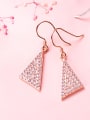 thumb 925 Sterling Silver Cubic Zirconia Triangle Dainty Hook Earring 0