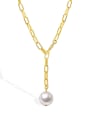thumb Brass Imitation Pearl Tassel Minimalist Tassel Necklace 3