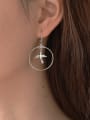 thumb 925 Sterling Silver Round Minimalist Swallow Hook Earring 1