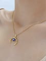thumb Stainless steel Cubic Zirconia Evil Eye Hip Hop Moon Pendant Necklace 1