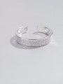 thumb 925 Sterling Silver Cubic Zirconia Dainty Simple Hollow Three Rows Of Diamonds Band Ring 4