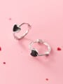 thumb 925 Sterling Silver Black Enamel Heart Cute Clip On Earrings 0