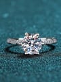 thumb Sterling Silver Moissanite White Round Engagement Rings 0
