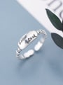 thumb 925 Sterling Silver Letter Minimalist  Free size Ring 3