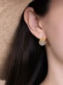 thumb 925 Sterling Silver Jade Geometric Minimalist Stud Earring 1