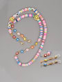 thumb Stainless steel Multi Color Polymer Clay Smiley Bohemia Beaded  Hand-woven Necklace 0