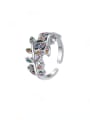 thumb 925 Sterling Silver Cubic Zirconia Leaf Vintage Band Ring 0