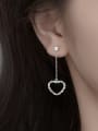 thumb 925 Sterling Silver Cubic Zirconia Heart Minimalist Threader Earring 1
