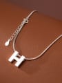 thumb 925 Sterling Silver Letter H Minimalist Necklace 0