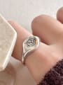 thumb 925 Sterling Silver Irregular Cat Vintage Band Ring 1