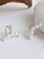 thumb S925 sterling silver simple geometric Beaded earless clip 4