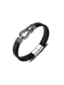 thumb Stainless steel Artificial Leather Weave Hip Hop Set Bangle 0