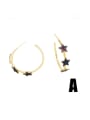 thumb Brass Cubic Zirconia Pentagram Minimalist Stud Earring 2