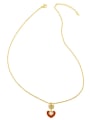 thumb Brass Cubic Zirconia Enamel Heart Vintage Necklace 2