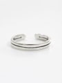 thumb S925 Sterling Silver retro simple double layer line free size rings 1