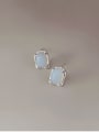 thumb 925 Sterling Silver Synthetic Opal Rectangle Minimalist Stud Earring 3
