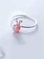 thumb 925 Sterling Silver Cute Rabbit Strawberry Crystal  Free Size  Ring 2