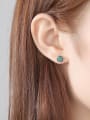thumb 925 Sterling Silver Opal Multi Color Round Minimalist Stud Earring 1