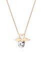 thumb Stainless steel Rhinestone Heart Cute Necklace 0