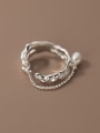 thumb 925 Sterling Silver Imitation Pearl Irregular Minimalist Stackable Ring 4