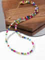 thumb Stainless steel Synthetic Crystal Multi Color Irregular Bohemia Beaded  Necklace 0