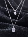 thumb 925 Sterling Silver Cubic Zirconia White Water Drop Minimalist Multi Strand Necklace 0