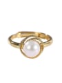 thumb 925 Sterling Silver Freshwater Pearl Round Vintage Band Ring 2