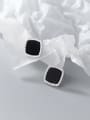 thumb 925 Sterling Silver Cubic Zirconia Acrylic Square Minimalist Stud Earring 0