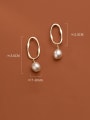 thumb 925 Sterling Silver Imitation Pearl Geometric Minimalist Drop Earring 4