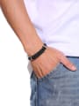 thumb Stainless Steel With Simple Square Men's Leather Bracelet 1
