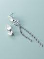 thumb 925 Sterling Silver Retro  Daisy Asymmetric Chain Tassel Threader Earring 0