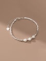 thumb 925 Sterling Silver Imitation Pearl Geometric Minimalist Beaded Bracelet 0