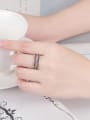thumb 925 Sterling Silver  Vintage Simple double line round beads  Band Ring 2