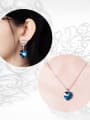 thumb Alloy Crystal Blue Dainty Heart Earring and Necklace Set 1