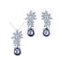 thumb Brass Cubic Zirconia Luxury Flower Earring and Necklace Set 0