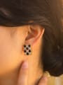 thumb Brass Cubic Zirconia Rectangle Hip Hop Cluster Earring 1