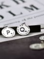 thumb Vintage Sterling Silver With Simple Retro Round Card Alphabet Pendant 3