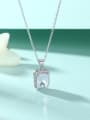 thumb 925 Sterling Silver Birthstone Rectangle Dainty Necklace 1