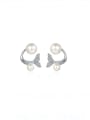 thumb 925 Sterling Silver Moissanite Wing Dainty Stud Earring 0