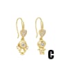 thumb Brass Cubic Zirconia Cat Hip Hop Hook Earring 3
