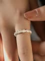 thumb 925 Sterling Silver Freshwater Pearl Geometric Dainty Band Ring 1