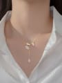 thumb 925 Sterling Silver Flower Minimalist Lariat Necklace 1
