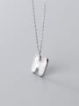 thumb 925 Sterling Silver  Minimalist  Shells Letter H pendant Necklace 1